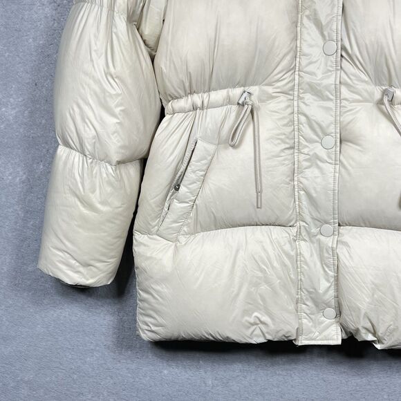 ABERCROMBIE & FITCH Air Cloud Hooded Puffer Parka Jacket Cream Small $240. - Picture 3 of 13
